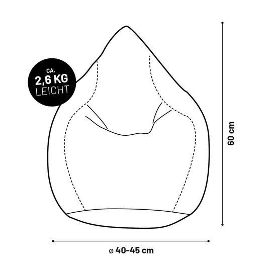 Lumaland bean bag chair Luxury 60x45cm | Microvelour beanbag with extra soft & durable fabric | For adults & children | Ideal for children's rooms | Armchair & chair bean bag [Dark Blue]