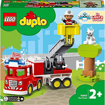 LEGO 10969 DUPLO Town Fire Truck Toy, educational toy for toddlers aged 2+ & 10931 DUPLO Excavator and Truck Toy with construction vehicles