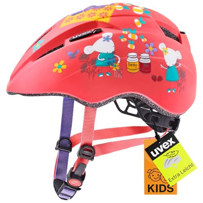 uvex Kid 2 cc - Lightweight helmet for children - adjustable sizing - expandable with LED light - Coral Mouse matte - 46-52 cm