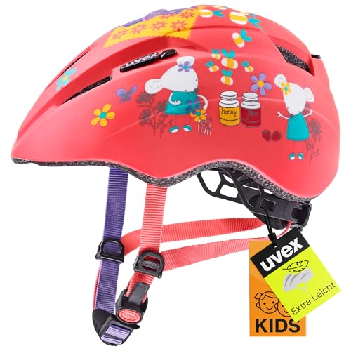 uvex Kid 2 cc - Lightweight helmet for children - adjustable sizing - expandable with LED light - Coral Mouse matte - 46-52 cm
