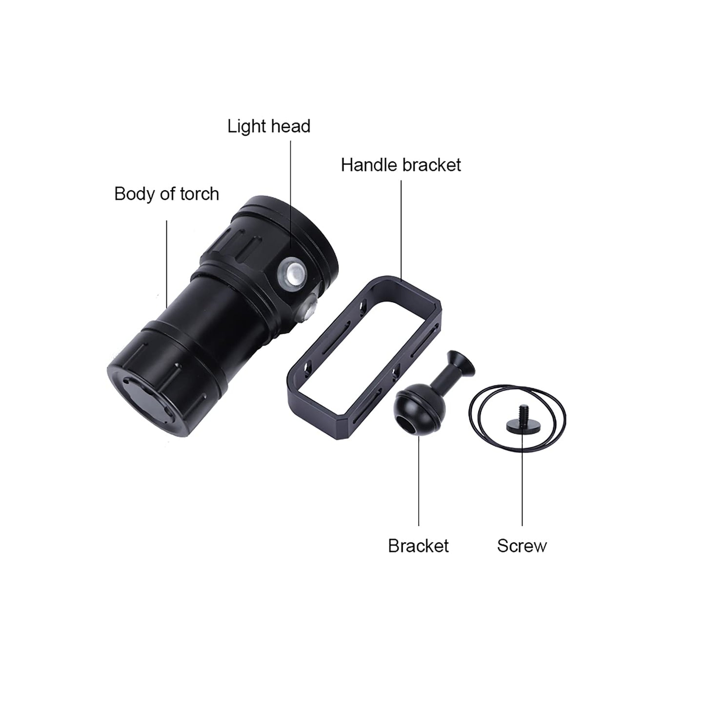 Dive light, IPX8 18000lm Super Bright Dive Light Underwater 300-500m LED Dive Light Dive Light 3 Lighting Modes for Outdoor Sports Diving, Camping, Hiking