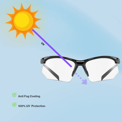 uvex sportstyle 802 V - Sports glasses for men and women - photochromic - fog-free - black/smoke - one size