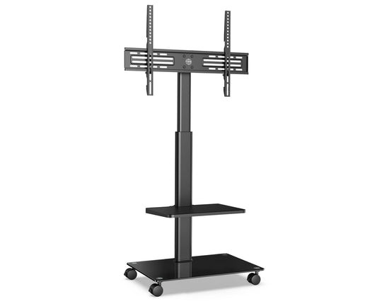 FITUEYES TV Stand Rolling TV Cart 2 Shelves Base TV Stand with Shelf adjustable height swivel for 32 to 60 Inch Flat & Curved TVs up to 30kg Max.VESA 600 * 400
