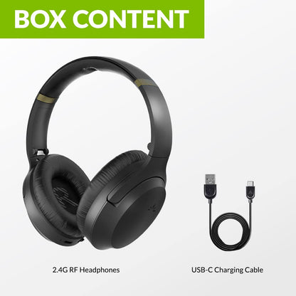 2.4G RF Wireless Headphones for Avantree Multiple Headphone - Aria RF Black.