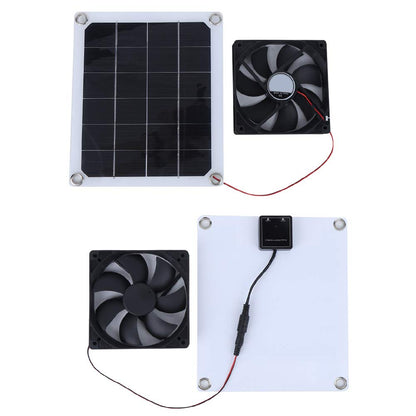 EVTSCAN solar-powered roof ventilation system, powerful fan and 10W solar panel set for greenhouse, pet dog chicken house, attic, gable, and storage cooling ventilation.