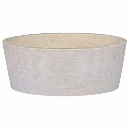 vidaXL Bathroom Sink Countertop Washbasin Vanity Washstand Washbowl Hand Basin Natural Stone Vessel Cream Ø40x15cm Marble