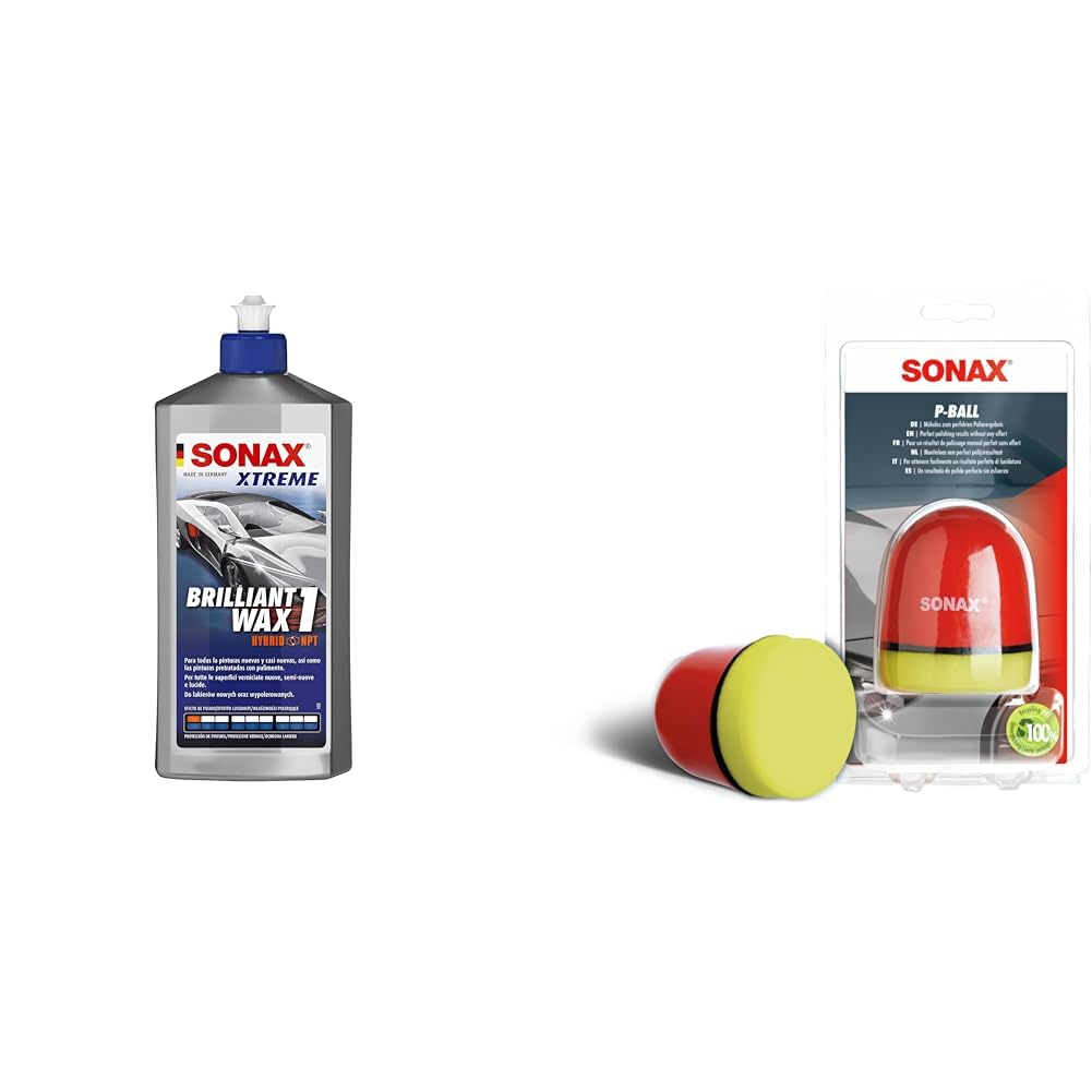 SONAX XTREME BrilliantWax 1 Hybrid NPT (500 ml) Gloss Wax | Item No. 02012000-820 & P-Ball (1 piece) effortlessly and quickly achieves the perfect polishing result, Part No. 04173410