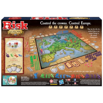 Winning Moves Risk game, Medieval European strategy, 2-4 players, Ages 14+, Blue.
