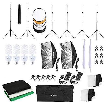 Photography kit 1.8m * 2.7m black white green cotton backdrops 6 set fish-like clamps 2 set 33-inch white softlight umbrellas