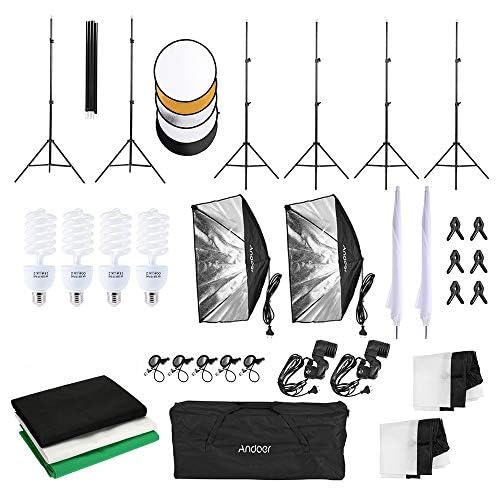 Photography kit 1.8m * 2.7m black white green cotton backdrops 6 set fish-like clamps 2 set 33-inch white softlight umbrellas