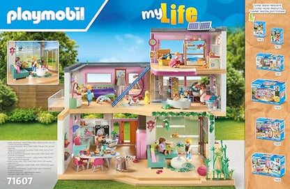 PLAYMOBIL MyLife 71607 House with Winter Garden, includes two figures and a sticker sheet, made from over 80% recycled and bio-based materials, diverse playset for kids ages 4 and up.