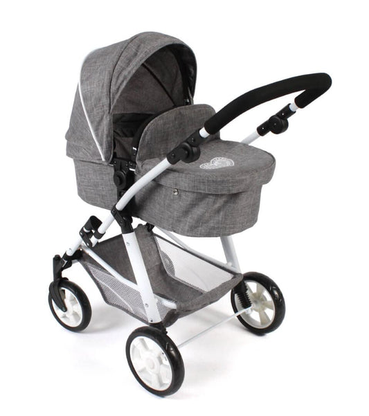 Bayer Chic 2000 - Doll carriage Nele, 2in1 combination doll carriage for children aged 4 to 8 years, denim gray, 45cm-84cm