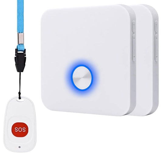 ALEENFOON Home Wireless Mobile Alarm Emergency Call Button Home Alert Panic Alarm Rechargeable Wireless Alarm for Elderly Children Disabled Pregnant (1 to 2)