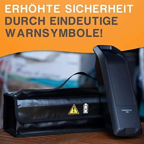 WHEELOO Ebike battery bag up to 41 cm I safe charging thanks to cable outlet I battery safety bag in two sizes I for storage, transport, charging.