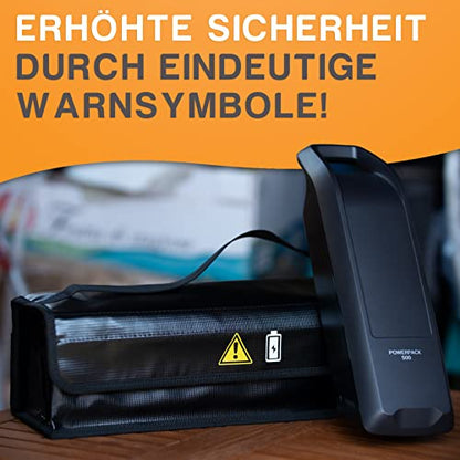 WHEELOO Ebike battery bag up to 41 cm I safe charging thanks to cable outlet I battery safety bag in two sizes I for storage, transport, charging.