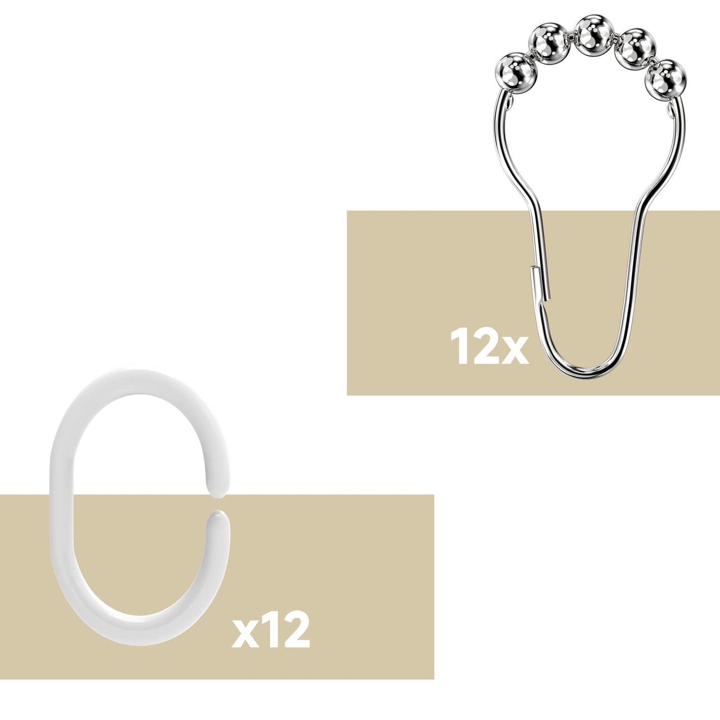 L-Shaped Shower Curtain Rod - Expandable stainless steel shower curtain rod (70-100x90-120cm) with 24 rings. Ideal for bathrooms, bathtubs, and dressing rooms. Drilling required.