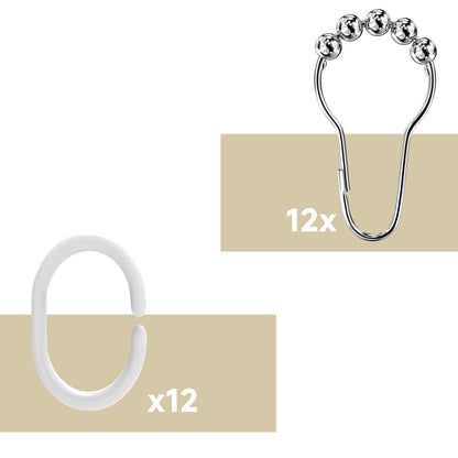 L-Shaped Shower Curtain Rod - Expandable stainless steel shower curtain rod (70-100x90-120cm) with 24 rings. Ideal for bathrooms, bathtubs, and dressing rooms. Drilling required.