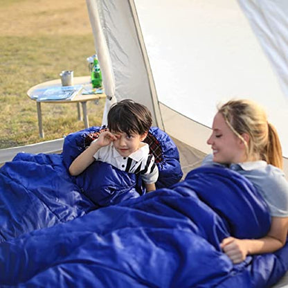 KingCamp XL sleeping bag, winter camping essential! This warm and oversized sleeping bag is perfect for kids on outdoor backpacking, hiking, and indoor/outdoor use in 3-4 seasons.