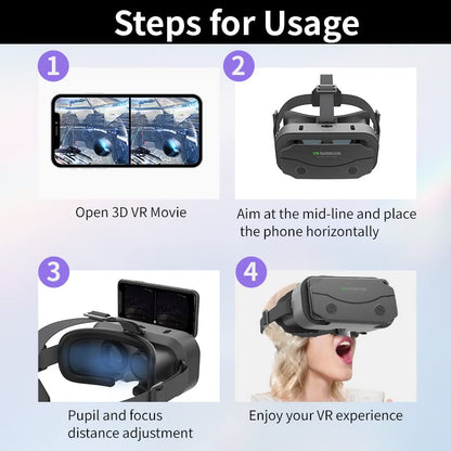 (Newest) VR Goggles 3D, Virtual Reality Goggles, comfortable for 4.5-7.2 inch smartphones, Samsung, Android, 90-100° viewing angle, 360° rotation, with controller (Black)
