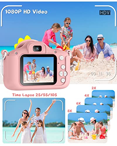 Children's camera, Gofunly Kids Camera 1080P 2.0-inch Screen Children's camera with 32GB card Selfie digital camera children's camera for 3-12 years old boys and girls Christmas toys