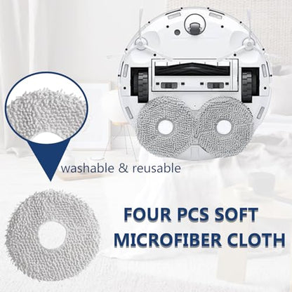 16 pieces Replacement Parts Accessories Compatible with Ecovacs Deebot T20e OMNI/T20 OMNI Vacuum Cleaner, 1 Main Brush + 2 Filters + 4 Side Brushes + 4 Cleaning Cloths + 4 Vacuum Bags + 1 Cleaning Brush