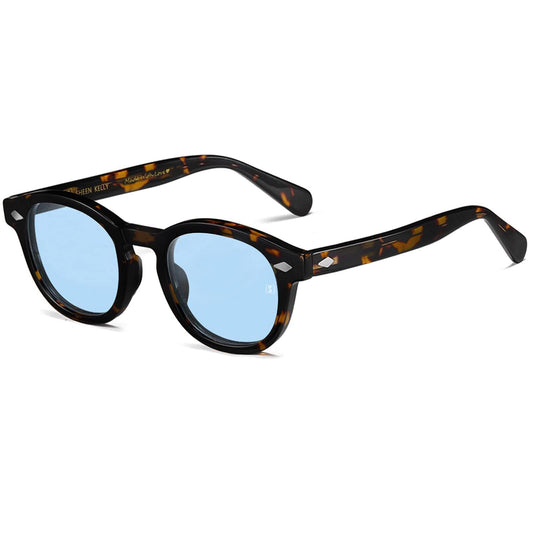 SHEEN KELLY Retro Acetate Oval Sunglasses for Men Women High-Definition Polarized Round Lens Material