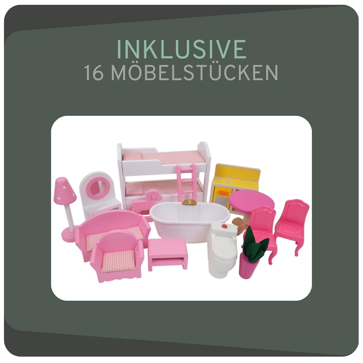 Bandits & Angels Wooden Dollhouse Pink House of Angels for ages 3 and up 90 cm tall - Includes 16 furniture pieces - With sound - Dollhouse - Doll toy