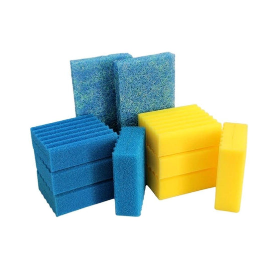AquaOne replacement sponges + Japan mats set for CBF-350B CBF-550 pond filters. Includes fine, coarse, and flow-through filter media.