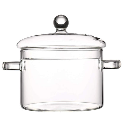 TAMUME 1000ML Glass Bowl for Microwave Glass Pan for the Microwave Not Suitable for Stovetops, Brown Glass Pot with Lid and Handles