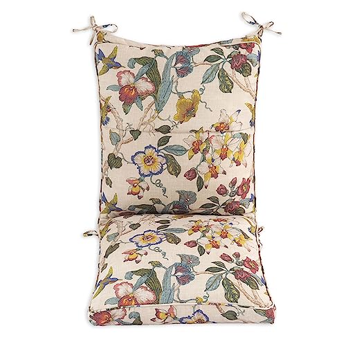 Makimoo outdoor dining chair cushions, comfort patio seat cushions, 110 x 52.5 x 11.5 cm, single frame and zipper (Khaki Blossom Essence, 4)