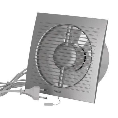 EUROPLAST Ø 150mm wall fan ventilator exhaust cable switch fan kitchen bathroom with plug, color - silver.