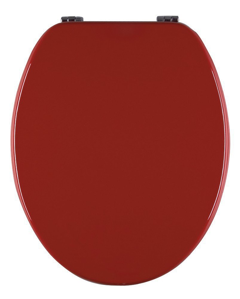 'aquaSu® Toilet Seat Red Venezia | Stable wooden core | Metal hinge | Universal O-shape | Oval toilet seat | Standard toilet seat | Toilet seat & lid | Dark red | 21898 6'