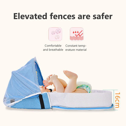 Spiral Baby Cot Changing Bag, Foldable Portable Kids Travel Cot, Baby Crib, Baby Mosquito Net, Pop Up Travel Cot Baby Lounger including Mosquito Net, Mattress, and Bag.