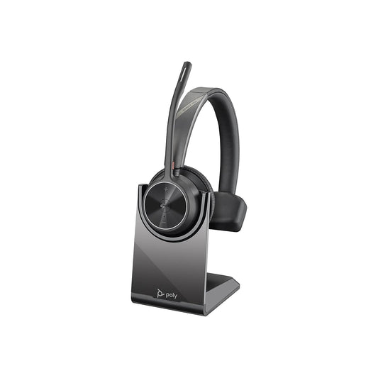 Poly - wireless Voyager 4310 UC headset with charging dock (Plantronics) - single-ear headset - USB-C Bluetooth adapter - compatible with Teams (certified), Zoom, and more.