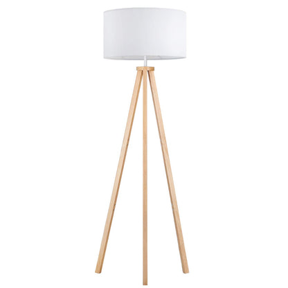 Tomons floor lamp LED dimmable made of wood tripod, Scandinavian style, modern floor lamp for living room, bedroom, study, hotel, and office, white
