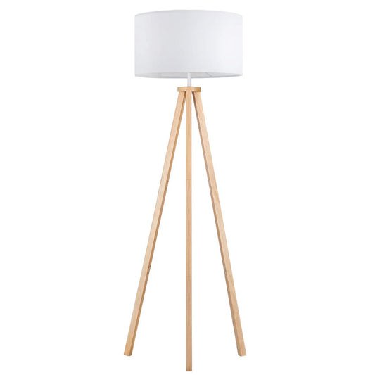 Tomons floor lamp LED dimmable made of wood tripod, Scandinavian style, modern floor lamp for living room, bedroom, study, hotel, and office, white