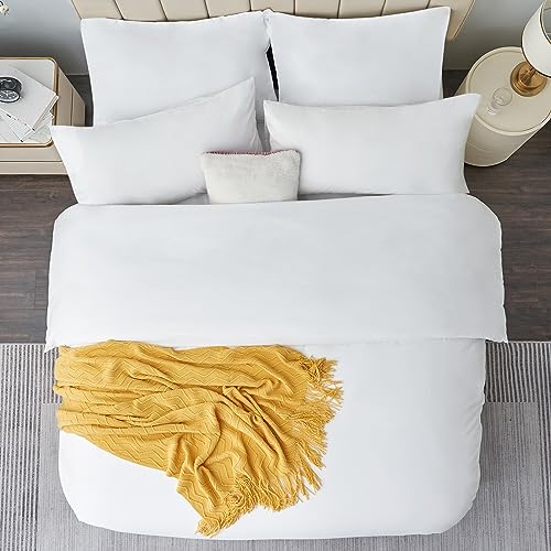 Aisbo bedding 200x200 3-piece set White - Microfiber bedding sets with zipper, ÖKO-TEX duvet cover 200x200cm 3pcs with pillowcase 40x80 cm, Soft and Wrinkle-free