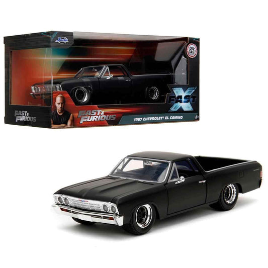 Jada Toys Fast and Furious Car EL Camino (1:24, black) - Chevrolet EL Camino 1967 from Fast & Furious 10 movie, Die Cast Car for ages 8 and up with opening parts, 19cm