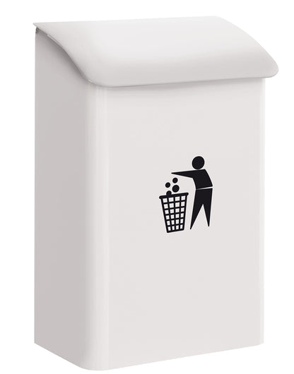 ARREGUI E6101 Hanging Trash Can | Wall Mountable Garbage Bin | Ideal for Garages, Entrances, Stores | Paper Basket | Hanging Trash Can with Lid | 18L Waste Bin | Steel Trash Can | White