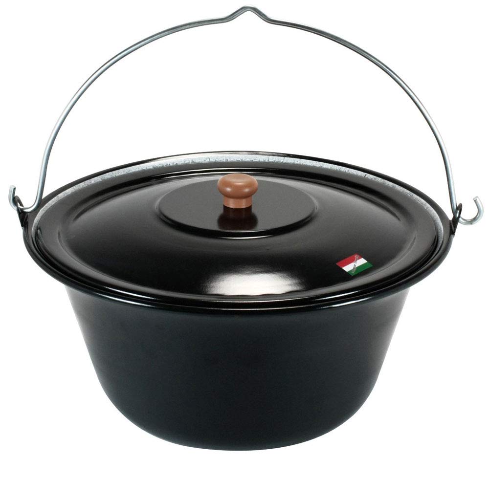 GRILLPLANET Hungarian Goulash Kettle 10 liters with enameled lid, goulash pot set