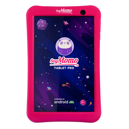 SoyMomo - Children's tablet - Parental control and cyberbullying detection, Google Play Store, School mode, Pink silicone protective case, 8" FHD, 32 GB, WiFi, Bluetooth.