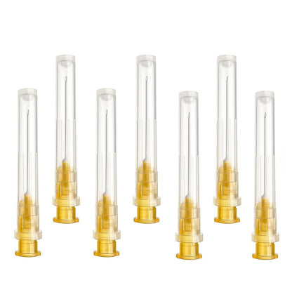 100 pieces of 25G x 5/8" (16mm) stainless steel dispensing tubes, different sizes: 18G/20G/21G/22G/23G/25G/26G/27G/30G, individually packaged, refill tubes for industrial, scientific laboratories, for hobby and home use.