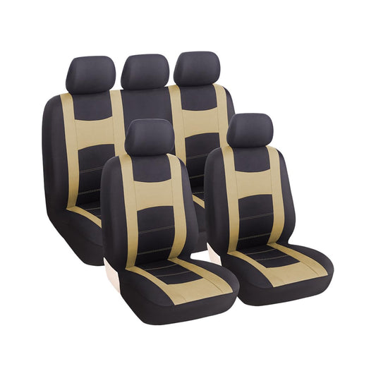 JNNJ 9 Piece Car Seat Covers Full Set, Classic Car Seat Covers Seat Protector Car Cover Car Seat Covers Sets Car Seat Covers Set For 5 Seater(Beige)