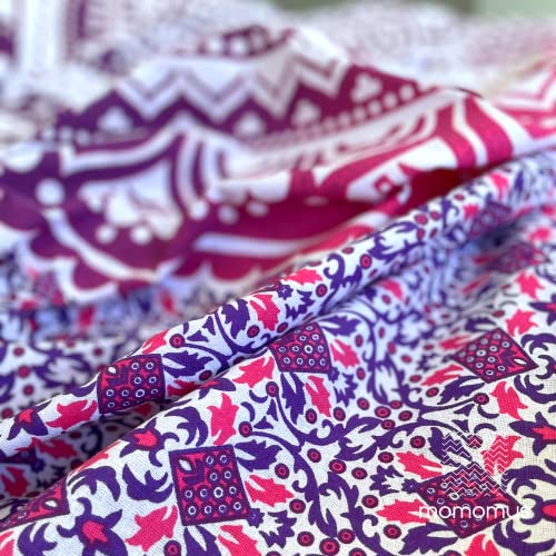 MOMOMUS Pareo or Beach Towel XXL, Sand Repellent, with Mandala Design - Large Beach Blanket Sand-Free Sand-Permeable, Beach Mat Sand-Free or Thin Picnic Blanket 200x200 - Purple, 210x230 cm