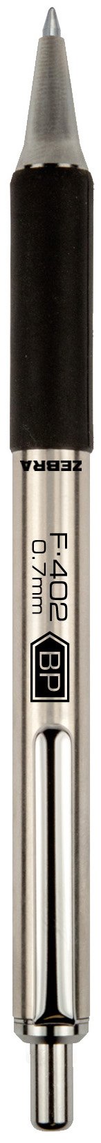 Zebra Pen F-402 Retractable Ballpoint Pen, Stainless Steel Barrel, Fine Point, 0.7mm, Black Ink, 2 Pack