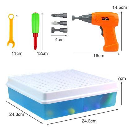 Toys from 3 years Screw game from 4 years with Electric drill Cordless screwdriver Children creative 3D puzzle Children's games Toolbox Children's games from 3 4 5 6 years gift Boys Girls
