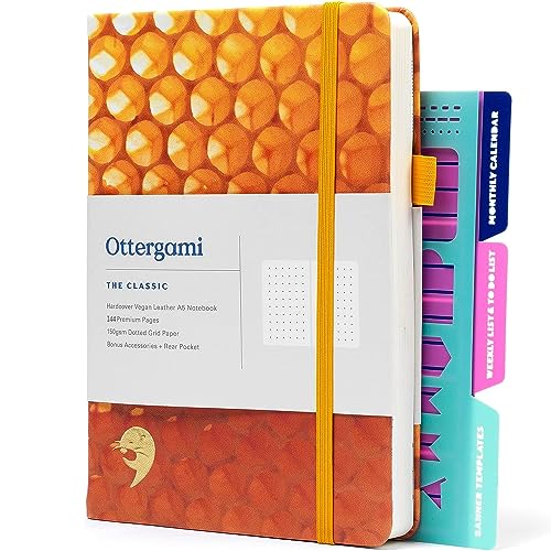 Ottergami Bullet Journal Notebook dotted - High-quality, thick paper with 150 g/m² - The Classic A5 dotted Bullet Journal with pre-printed dots and extra templates.