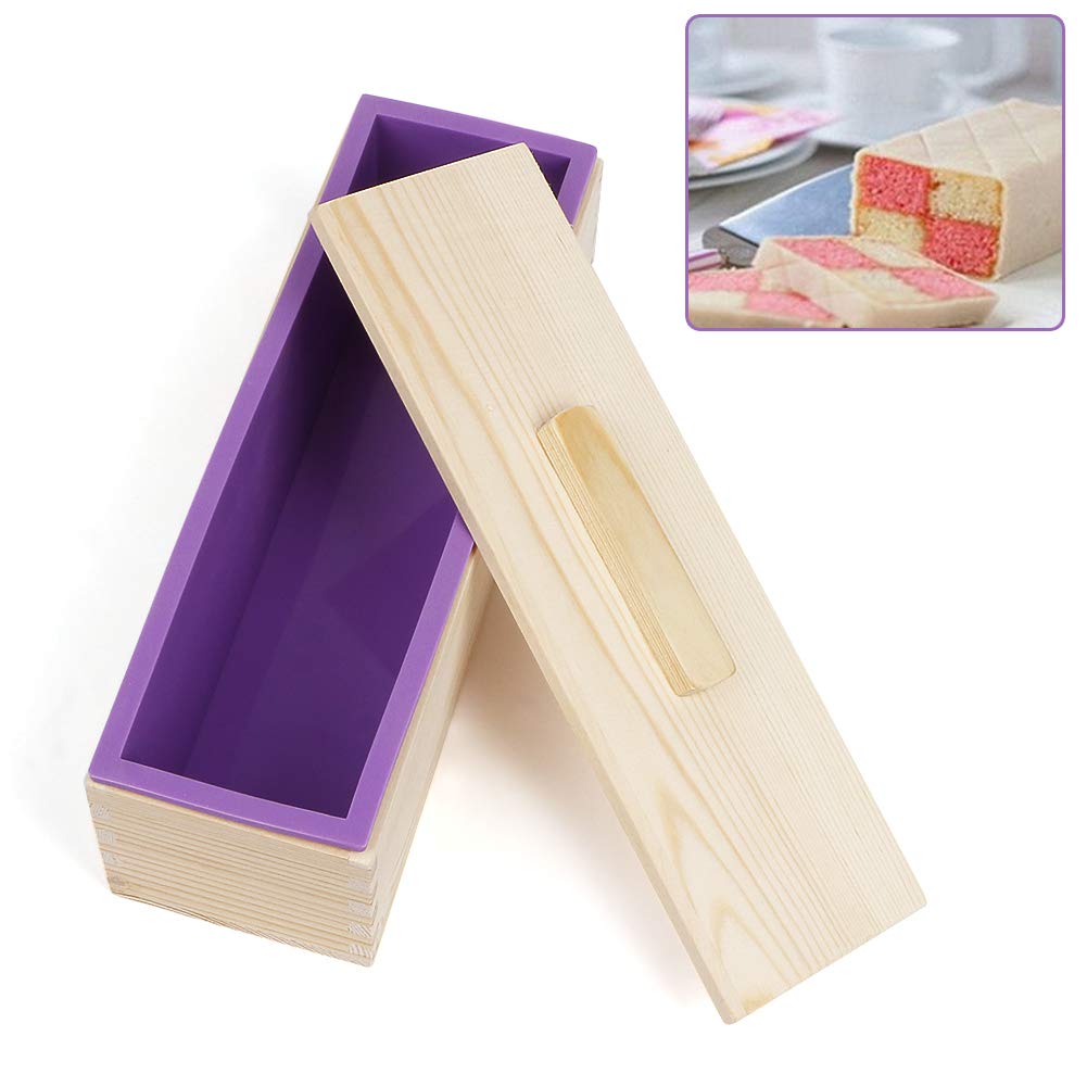 UHAPEER DIY Soap Silicone Mold Set 9 Pieces, Adjustable Wooden Soap Cutter Kit, Handmade Soap Making Tool, Soap Making Kit with Wooden Box, Silicone Soap Mold