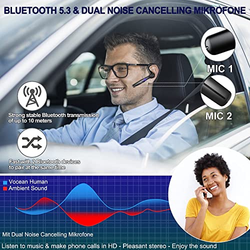 Ceppekyy Bluetooth headset phone with microphone, wireless in-ear headphones, 48hrs talk time, Bluetooth hands-free, new gold for iPhone Samsung Android.