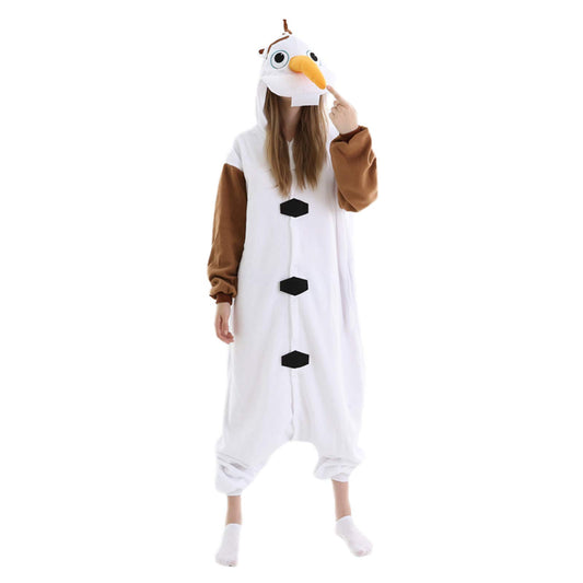 LorranTree Relax Olaf Onesie Costume Adult Women's Pajama Fasching Halloween Sleepwear Cosplay Jumpsuit Animal Carnival Olaf-S